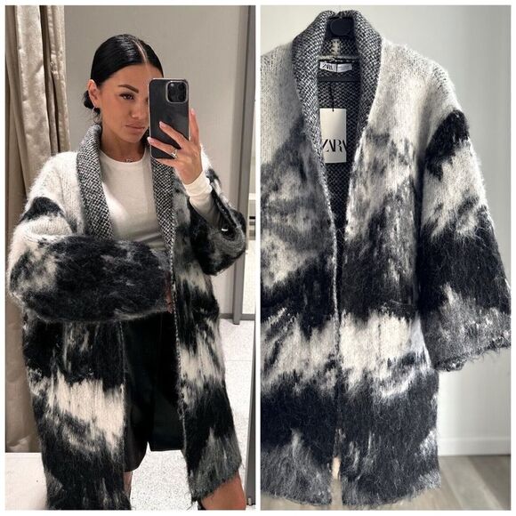 ZARA OPEN FRONT KNIT COAT - Picture 1 of 4